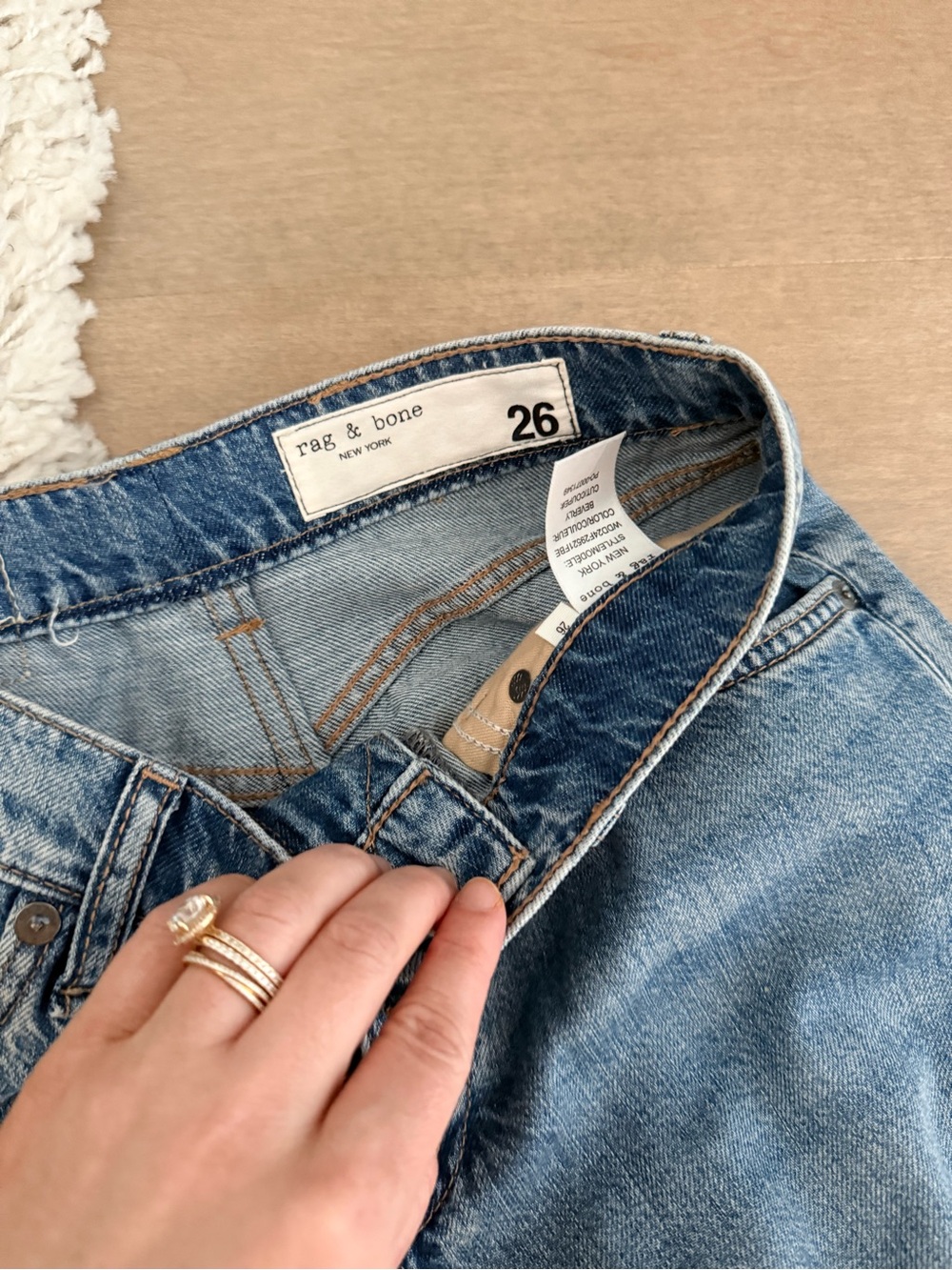 rag & bone Vintage-Inspired Wide Leg Blue Denim Jeans - Picture 2 of 3